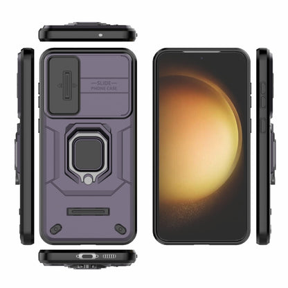 For Samsung Galaxy S23+ 5G Sliding Camshield TPU + PC Shockproof Phone Case with Holder(Purple) - Galaxy S23+ 5G Cases by buy2fix | Online Shopping UK | buy2fix