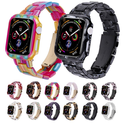 For Apple Watch Ultra 2 / Ultra 49mm Printed Resin PC Watch Band Case Kit(Pink Green) - Watch Cases by buy2fix | Online Shopping UK | buy2fix