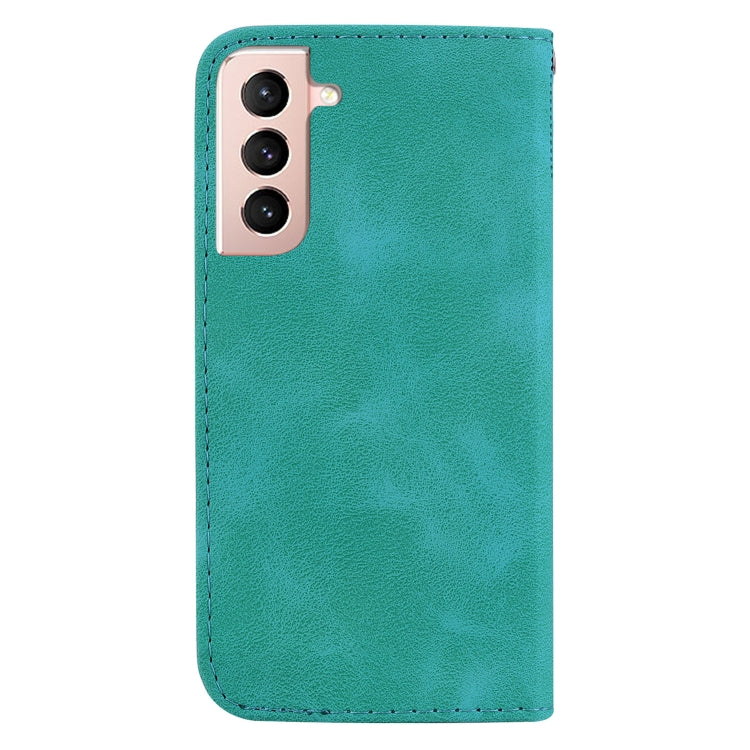 For Samsung Galaxy S21 5G 7-shaped Embossed Leather Phone Case(Green) - Galaxy S21 5G Cases by buy2fix | Online Shopping UK | buy2fix
