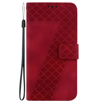 For Samsung Galaxy S23 5G 7-shaped Embossed Leather Phone Case(Red) - Galaxy S23 5G Cases by buy2fix | Online Shopping UK | buy2fix