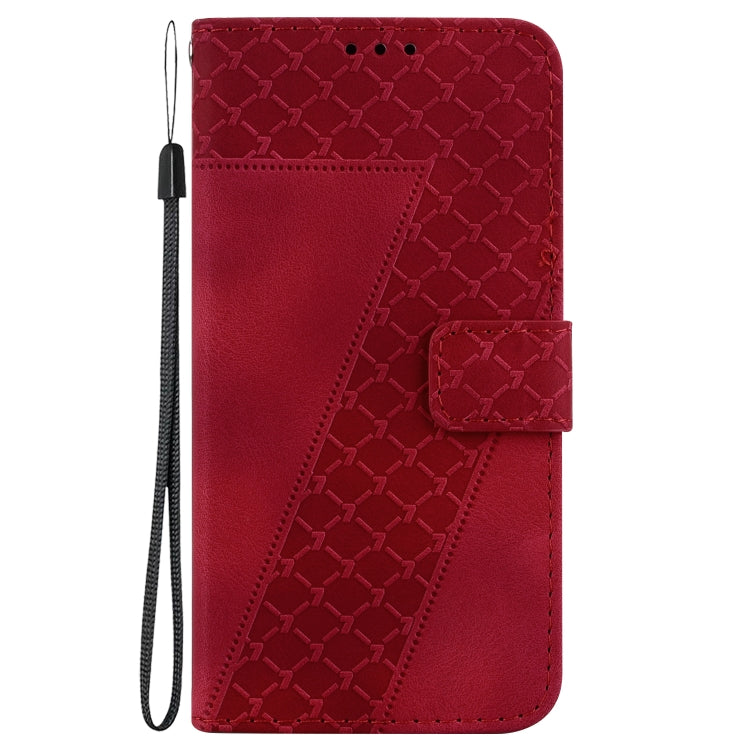 For Xiaomi Redmi Note 12 4G Global 7-shaped Embossed Leather Phone Case(Red) - Xiaomi Cases by buy2fix | Online Shopping UK | buy2fix