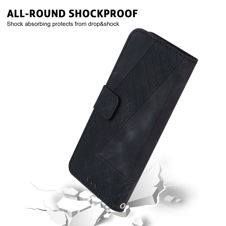 For Xiaomi 13 5G 7-shaped Embossed Leather Phone Case(Black) - 13 Cases by buy2fix | Online Shopping UK | buy2fix