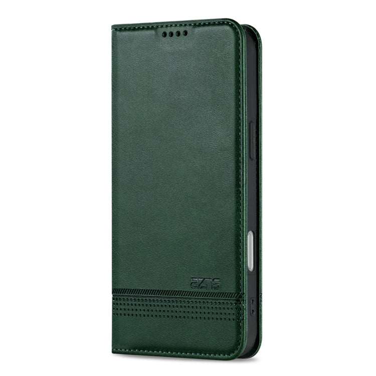 For iPhone 16 Plus AZNS Magnetic Calf Texture Flip Leather Phone Case(Dark Green) - iPhone 16 Plus Cases by AZNS | Online Shopping UK | buy2fix