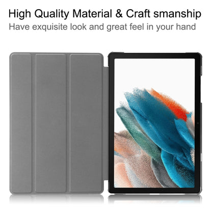 For Samsung Galaxy Tab A9 Custer Pure Color 3-Fold Holder Leather Tablet Case(Black) - Others by buy2fix | Online Shopping UK | buy2fix