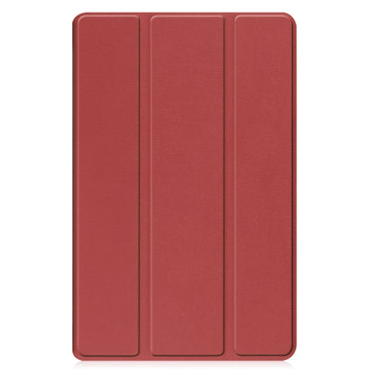 For Samsung Galaxy Tab A9 Custer Pure Color 3-Fold Holder Leather Tablet Case(Wine Red) - Others by buy2fix | Online Shopping UK | buy2fix