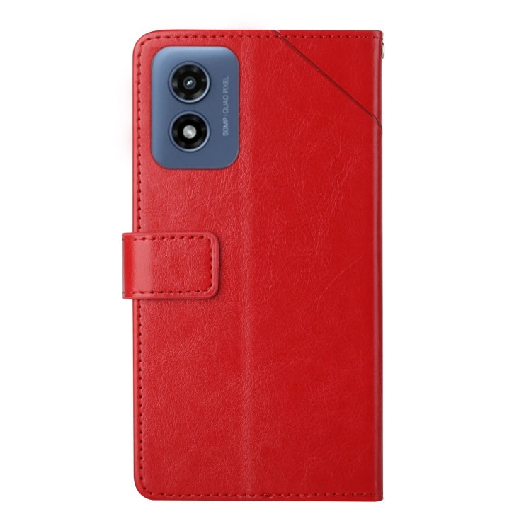 For Motorola Moto G Play 5G 2024 HT01 Y-shaped Pattern Flip Leather Phone Case(Red) - Motorola Cases by buy2fix | Online Shopping UK | buy2fix