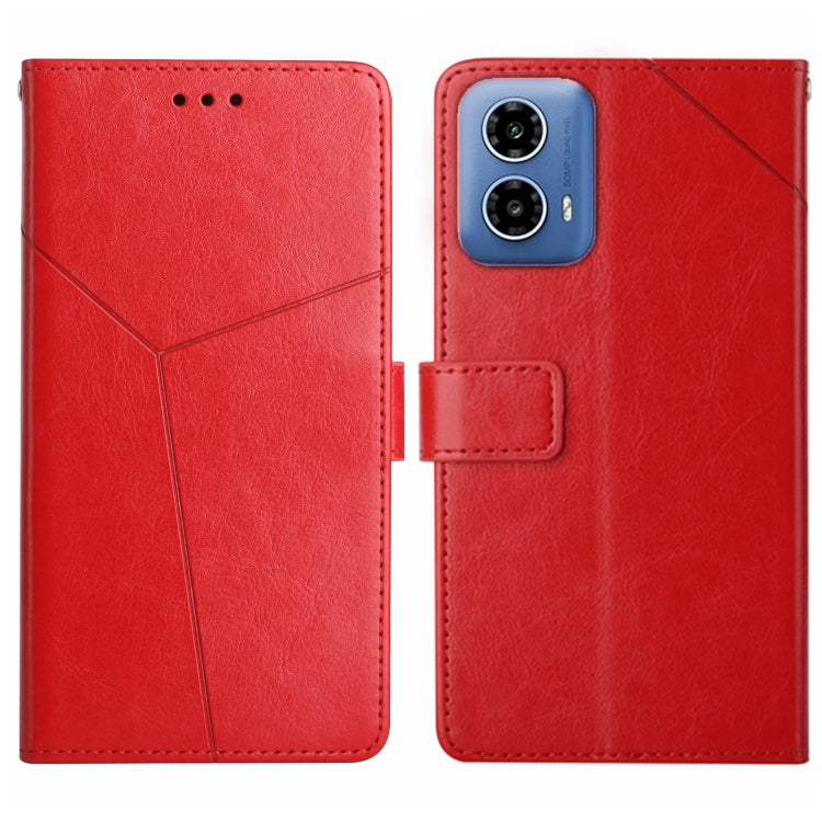 For Motorola Edge 5G 2024 HT01 Y-shaped Pattern Flip Leather Phone Case(Red) - Motorola Cases by buy2fix | Online Shopping UK | buy2fix