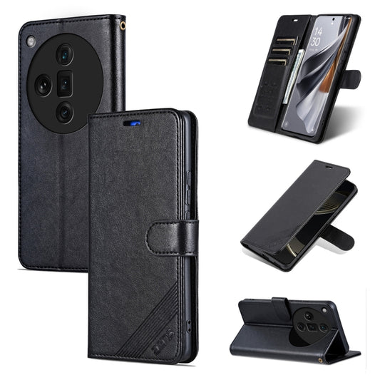 For OPPO Find X7 Ultra AZNS Sheepskin Texture Flip Leather Phone Case(Black) - OPPO Cases by AZNS | Online Shopping UK | buy2fix