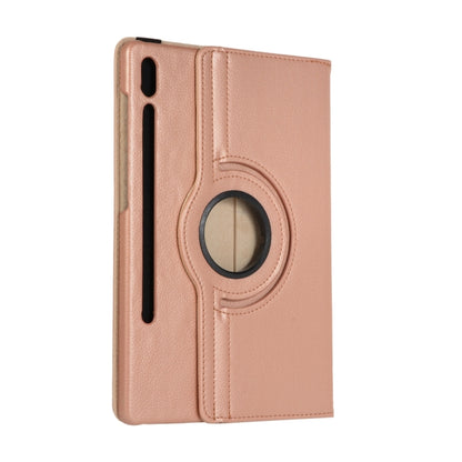 For Samsung Galaxy Tab S9 360 Degrees Rotation Holder Litchi Texture Leather Tablet Case(Rose Gold) - Galaxy Tab S9 Cases by buy2fix | Online Shopping UK | buy2fix