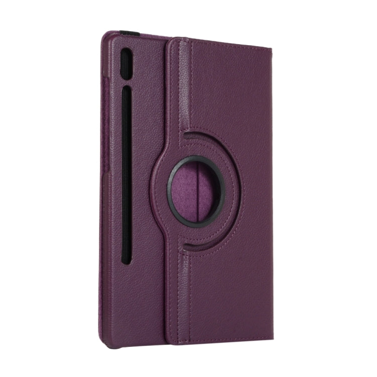 For Samsung Galaxy Tab S9 Ultra 360 Degrees Rotation Holder Litchi Texture Leather Tablet Case(Purple) - Galaxy Tab S9 Ultra Cases by buy2fix | Online Shopping UK | buy2fix