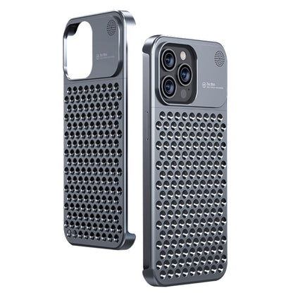 For iPhone 14 Pro Aromatherapy Aluminum Alloy Cooling Phone Case(Grey) - iPhone 14 Pro Cases by buy2fix | Online Shopping UK | buy2fix