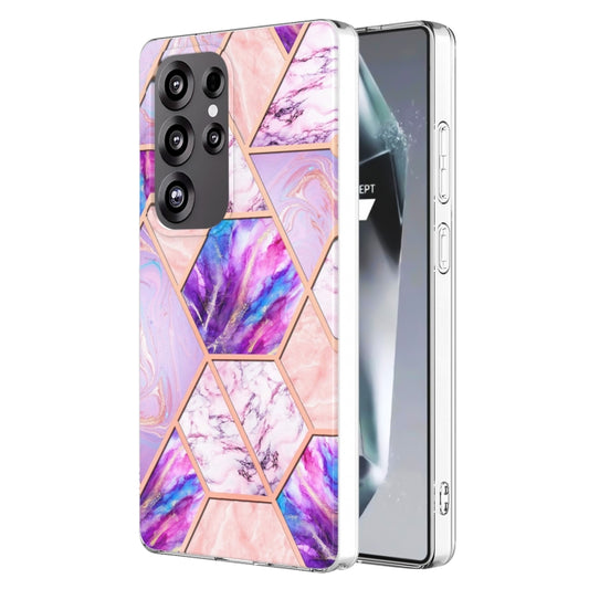 For Samsung Galaxy S25 Ultra 5G Electroplating Splicing Marble TPU Phone Case(Light Purple) - Galaxy S25 Ultra 5G Cases by buy2fix | Online Shopping UK | buy2fix