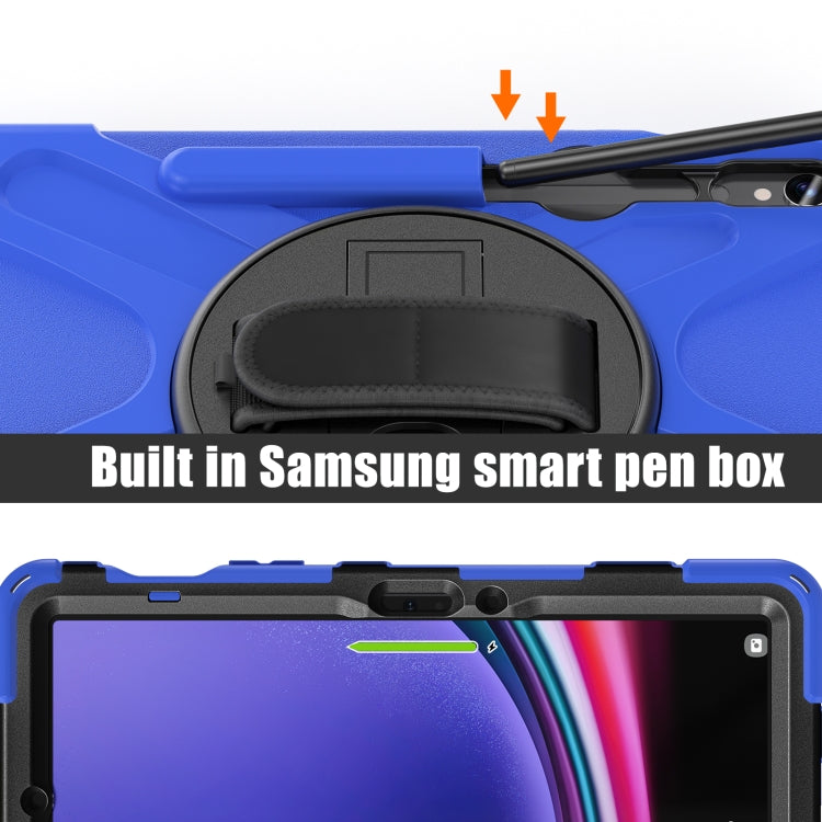 For Samsung Galaxy Tab S9 / S8 / S7 Rotary Handle Grab TPU + PC Tablet Case(Blue) - Galaxy Tab S9 Cases by buy2fix | Online Shopping UK | buy2fix