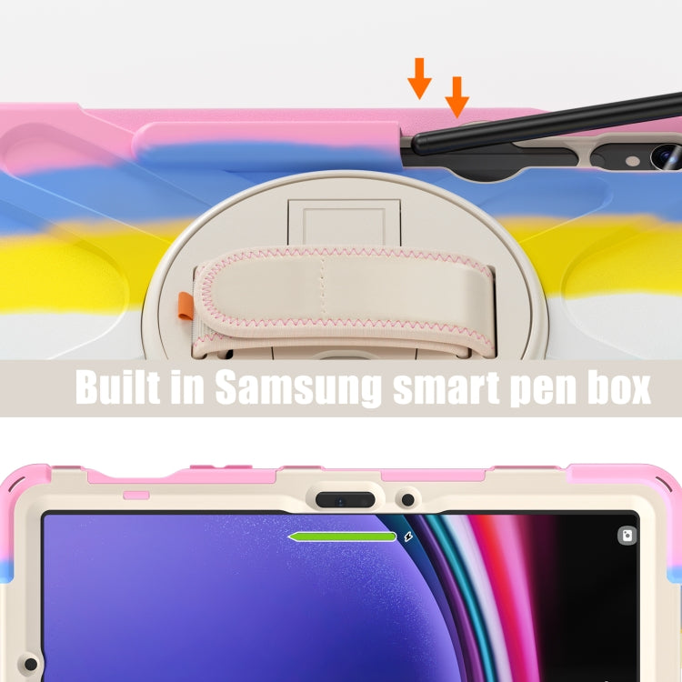 For Samsung Galaxy Tab S9 / S8 / S7 Rotary Handle Grab TPU + PC Tablet Case(Colorful Pink) - Galaxy Tab S9 Cases by buy2fix | Online Shopping UK | buy2fix