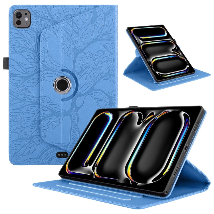 For iPad Pro 13 2024 Tree Life Embossed Rotation Leather Smart Tablet Case(Blue) - iPad Pro 13 2024 Cases by buy2fix | Online Shopping UK | buy2fix