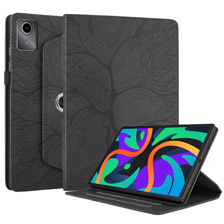 For Lenovo Tab M11 / Xiaoxin Pad 11 2024 Tree Life Embossed Rotation Leather Tablet Case(Black) - Lenovo by buy2fix | Online Shopping UK | buy2fix
