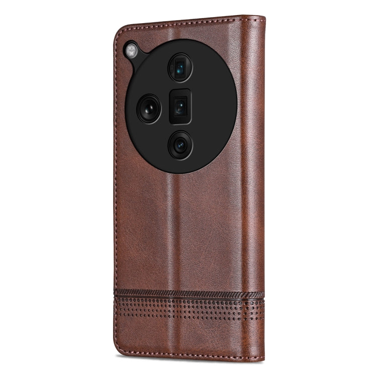 For OPPO Find X7 Ultra AZNS Magnetic Calf Texture Flip Leather Phone Case(Dark Brown) - OPPO Cases by AZNS | Online Shopping UK | buy2fix