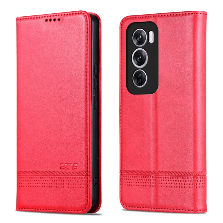 For OPPO Reno12 Global AZNS Magnetic Calf Texture Flip Leather Phone Case(Red) - Reno12 Cases by AZNS | Online Shopping UK | buy2fix