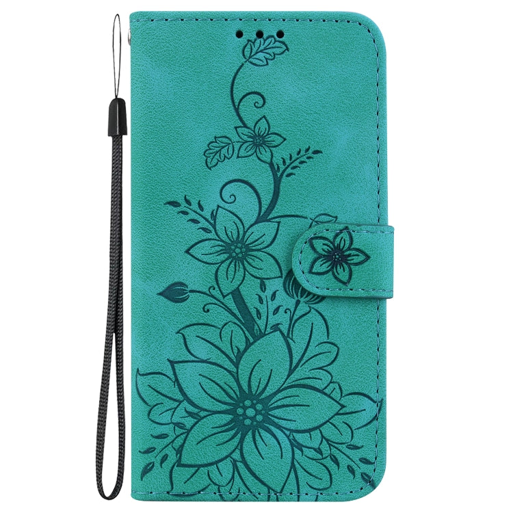 For Infinix Hot 40 / Hot 40 Pro Lily Embossed Leather Phone Case(Green) - Infinix Cases by buy2fix | Online Shopping UK | buy2fix