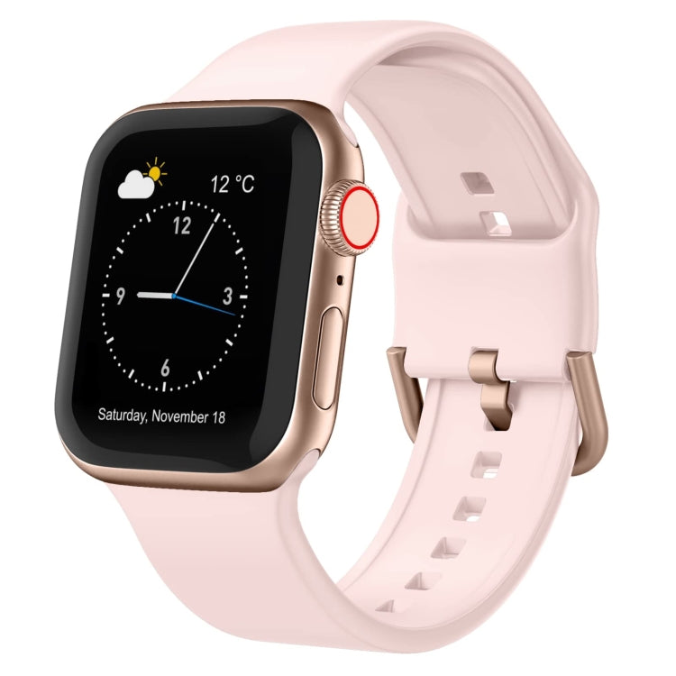 For Apple Watch 38mm Pin Buckle Silicone Watch Band(Pink Sand) - Watch Bands by buy2fix | Online Shopping UK | buy2fix