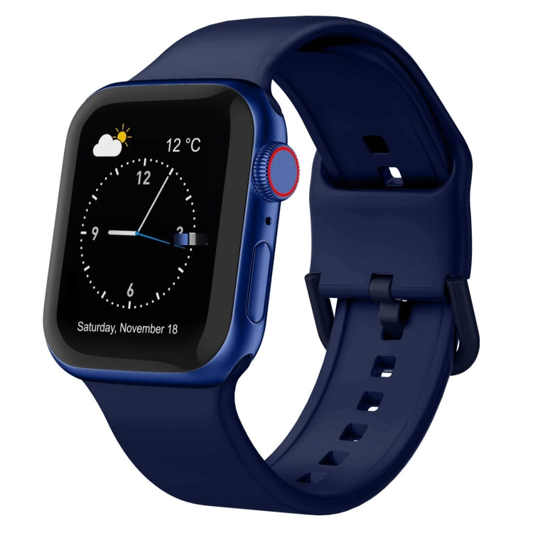 For Apple Watch Series 9 41mm Pin Buckle Silicone Watch Band(Midnight Blue) - Watch Bands by buy2fix | Online Shopping UK | buy2fix