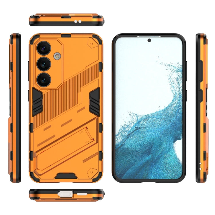 For Samsung Galaxy S24 5G Punk Armor 2 in 1 PC + TPU Shockproof Phone Case with Invisible Holder(Orange) - Galaxy S24 5G Cases by buy2fix | Online Shopping UK | buy2fix