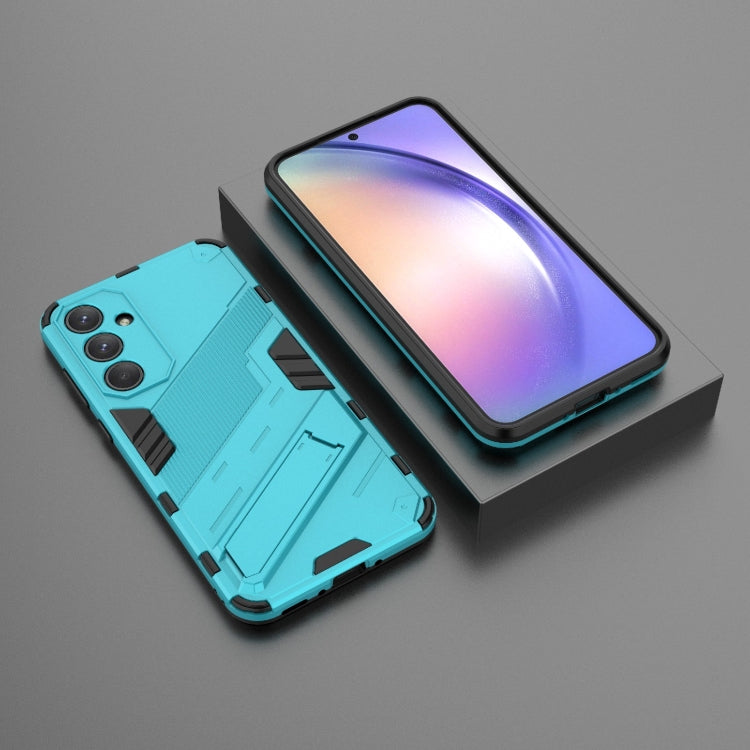 For Samsung Galaxy A35 5G Punk Armor 2 in 1 PC + TPU Shockproof Phone Case with Invisible Holder(Blue) - Galaxy Phone Cases by buy2fix | Online Shopping UK | buy2fix