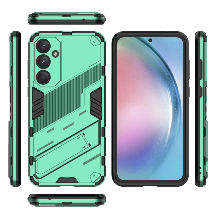 For Samsung Galaxy A55 5G Punk Armor 2 in 1 PC + TPU Shockproof Phone Case with Invisible Holder(Green) - Galaxy Phone Cases by buy2fix | Online Shopping UK | buy2fix