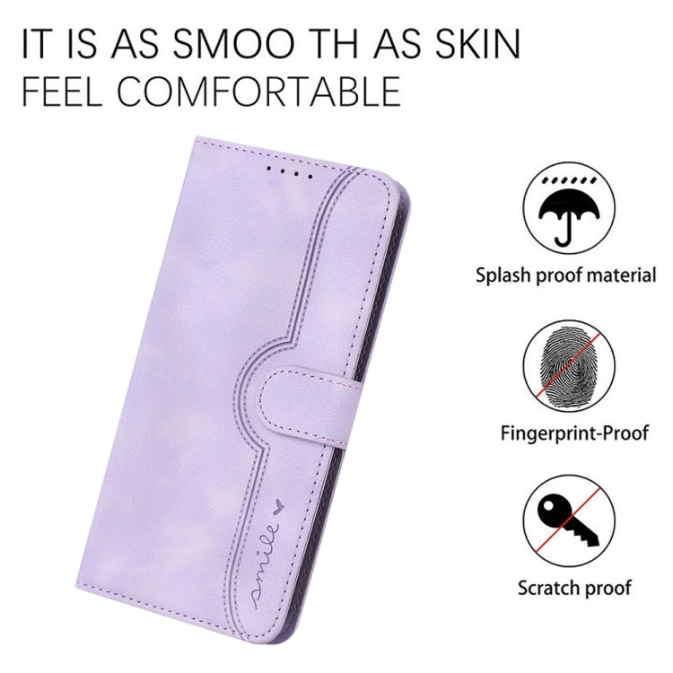 For Motorola Moto G Power 5G 2024 Heart Pattern Skin Feel Leather Phone Case(Purple) - Motorola Cases by buy2fix | Online Shopping UK | buy2fix