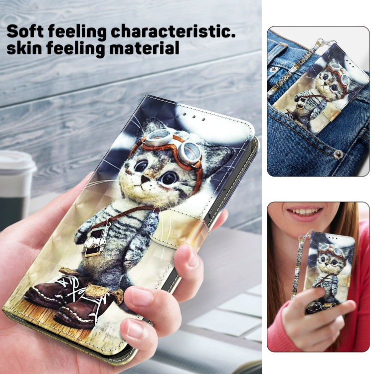 For iPhone 16 Pro 3D Painted Leather Phone Case(Naughty Cat) - iPhone 16 Pro Cases by buy2fix | Online Shopping UK | buy2fix