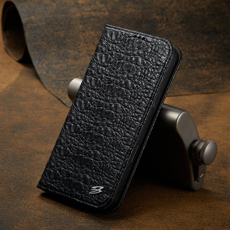 For iPhone 16 Pro Fierre Shann Crocodile Texture Magnetic Genuine Leather Phone Case(Black) - iPhone 16 Pro Cases by FIERRE SHANN | Online Shopping UK | buy2fix