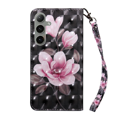 For Samsung Galaxy S24+ 5G 3D Painted Leather Phone Case(Pink Flower) - Galaxy S24+ 5G Cases by buy2fix | Online Shopping UK | buy2fix