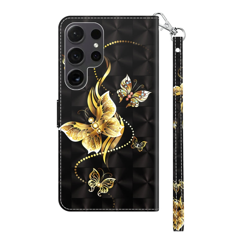 For Samsung Galaxy S24 Ultra 5G 3D Painted Leather Phone Case(Golden Swallow Butterfly) - Galaxy S24 Ultra 5G Cases by buy2fix | Online Shopping UK | buy2fix