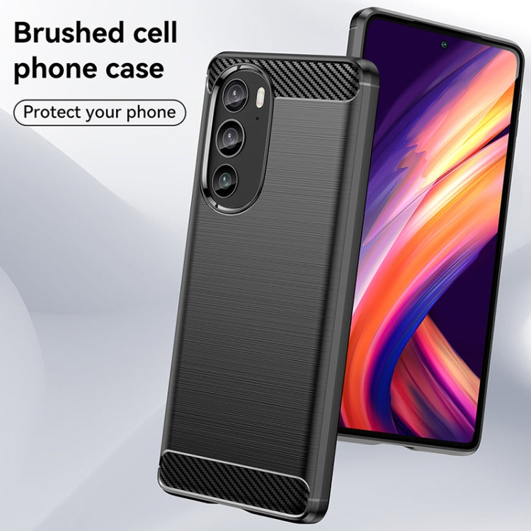 For Motorola Edge+ 2022 Brushed Texture Carbon Fiber TPU Phone Case(Black) - Motorola Cases by buy2fix | Online Shopping UK | buy2fix