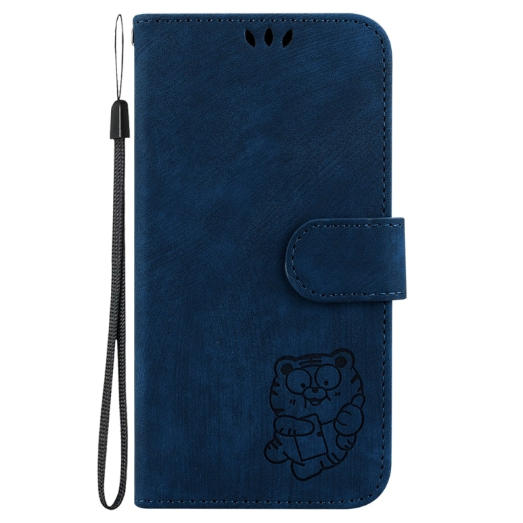 For Motorola Edge 2024 Little Tiger Embossed Leather Phone Case(Dark Blue) - Motorola Cases by buy2fix | Online Shopping UK | buy2fix