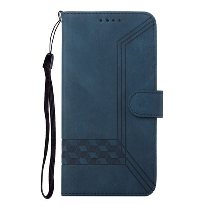 For iPhone 16 Pro Max Cubic Skin Feel Flip Leather Phone Case(Blue) - iPhone 16 Pro Max Cases by buy2fix | Online Shopping UK | buy2fix