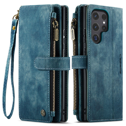 For Samsung Galaxy S24 Ultra 5G CaseMe C30 Card Slots Zipper Wallet Leather Phone Case(Blue) - Galaxy S24 Ultra 5G Cases by CaseMe | Online Shopping UK | buy2fix