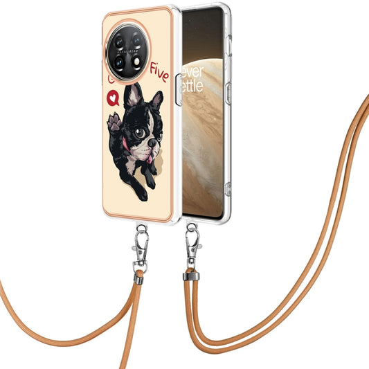 For OnePlus 11 Electroplating Dual-side IMD Phone Case with Lanyard(Lucky Dog) - OnePlus Cases by buy2fix | Online Shopping UK | buy2fix