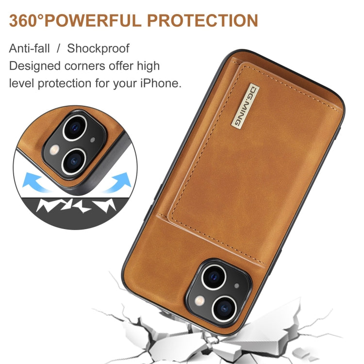 For iPhone 15 Plus DG.MING M1 Series 3-Fold Multi Card Wallet Leather Phone Case(Brown) - iPhone 15 Plus Cases by DG.MING | Online Shopping UK | buy2fix