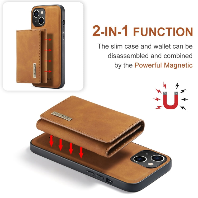 For iPhone 15 Plus DG.MING M1 Series 3-Fold Multi Card Wallet Leather Phone Case(Brown) - iPhone 15 Plus Cases by DG.MING | Online Shopping UK | buy2fix