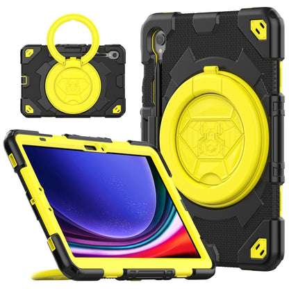 For Samsung Galaxy Tab S9 Spider Rotation Handle Silicone Hybrid PC Tablet Case(Black Yellow) - Galaxy Tab S9 Cases by buy2fix | Online Shopping UK | buy2fix