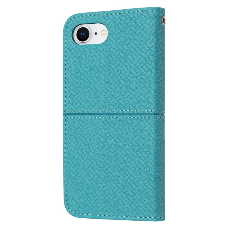 For iPhone SE 2024 Woven Texture Stitching Magnetic Leather Phone Case(Blue) - More iPhone Cases by buy2fix | Online Shopping UK | buy2fix