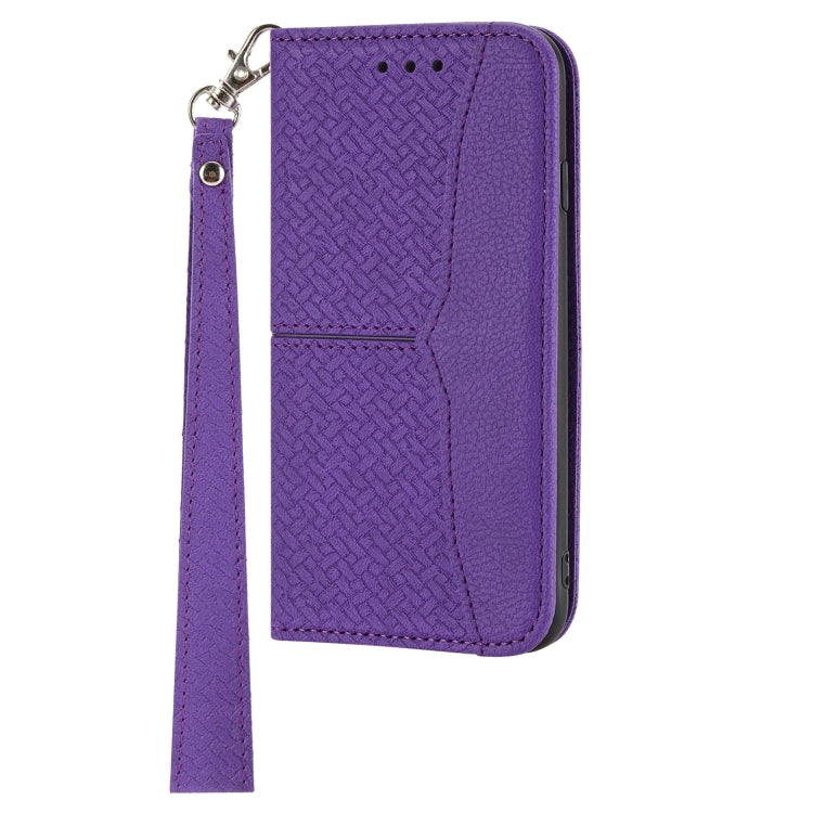 For iPhone SE 2024 Woven Texture Stitching Magnetic Leather Phone Case(Purple) - More iPhone Cases by buy2fix | Online Shopping UK | buy2fix