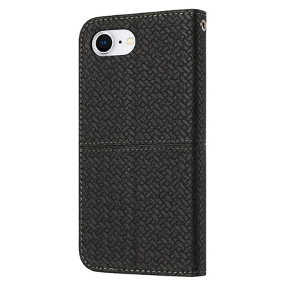 For iPhone SE 2024 Woven Texture Stitching Magnetic Leather Phone Case(Black) - More iPhone Cases by buy2fix | Online Shopping UK | buy2fix