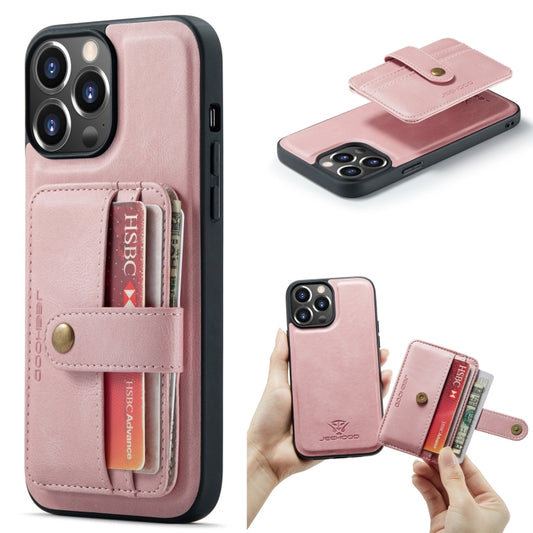 For iPhone 15 Pro Max JEEHOOD RFID Blocking Anti-Theft Magnetic PU Phone Case(Pink) - iPhone 15 Pro Max Cases by JEEHOOD | Online Shopping UK | buy2fix