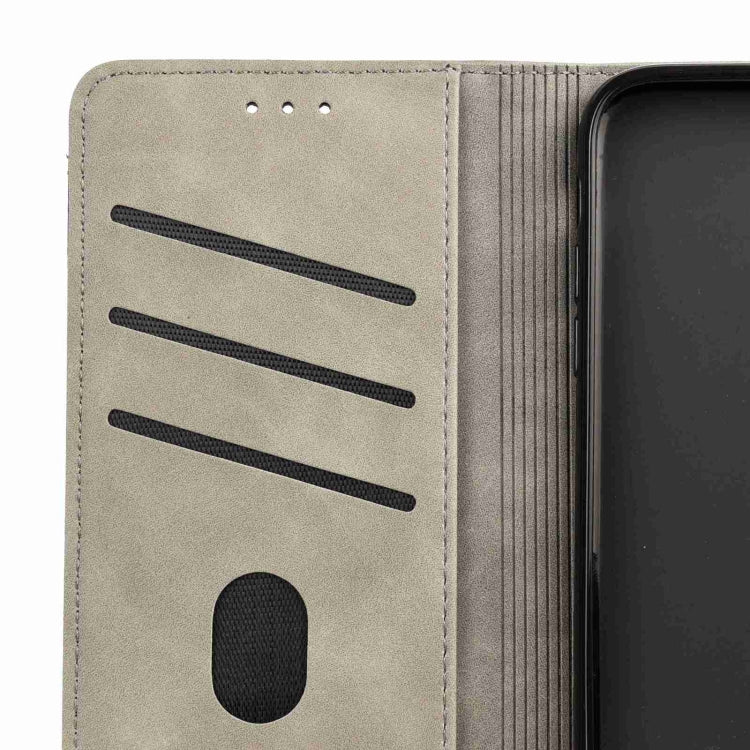 For iPhone 16 Plus Skin Feel Splicing Leather Phone Case(Grey) - iPhone 16 Plus Cases by buy2fix | Online Shopping UK | buy2fix