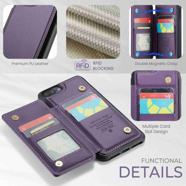 For iPhone 8 Plus / 7 Plus CaseMe C22 Card Slots Holder RFID Anti-theft Phone Case(Purple) - More iPhone Cases by CaseMe | Online Shopping UK | buy2fix