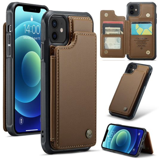 For iPhone 12 / 12 Pro CaseMe C22 Card Slots Holder RFID Anti-theft Phone Case(Brown) - iPhone 12 / 12 Pro Cases by CaseMe | Online Shopping UK | buy2fix