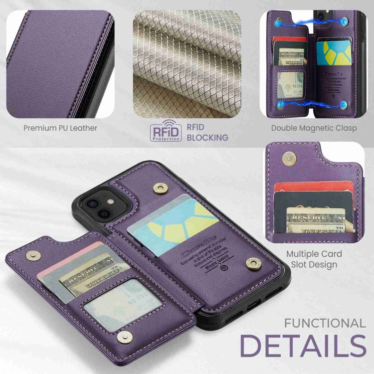 For iPhone 12 / 12 Pro CaseMe C22 Card Slots Holder RFID Anti-theft Phone Case(Purple) - iPhone 12 / 12 Pro Cases by CaseMe | Online Shopping UK | buy2fix