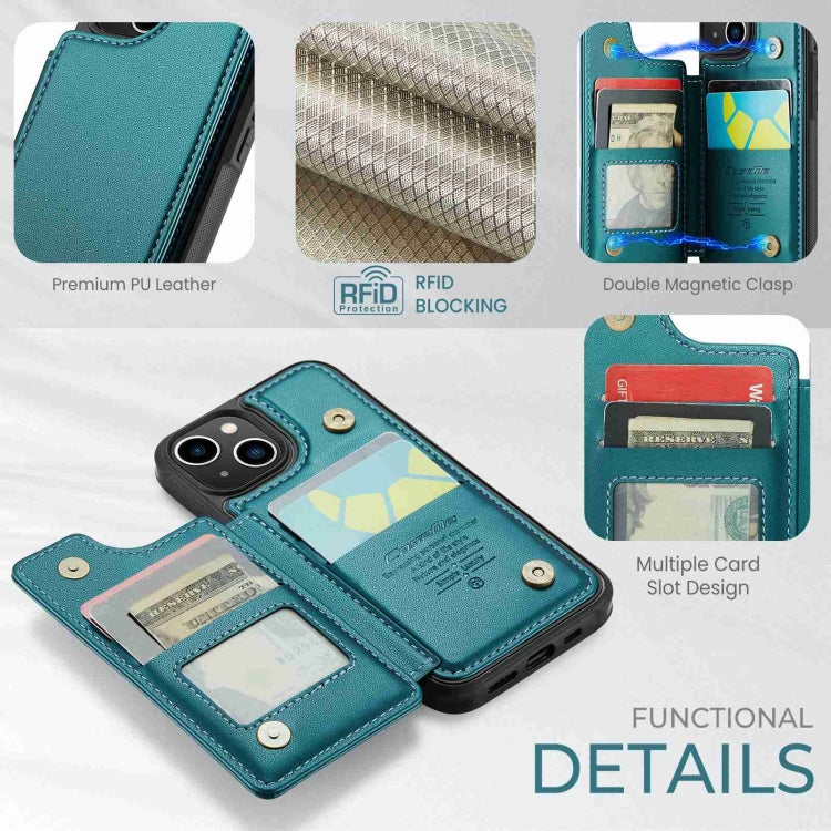 For iPhone 13 CaseMe C22 Card Slots Holder RFID Anti-theft Phone Case(Blue Green) - iPhone 13 Cases by CaseMe | Online Shopping UK | buy2fix